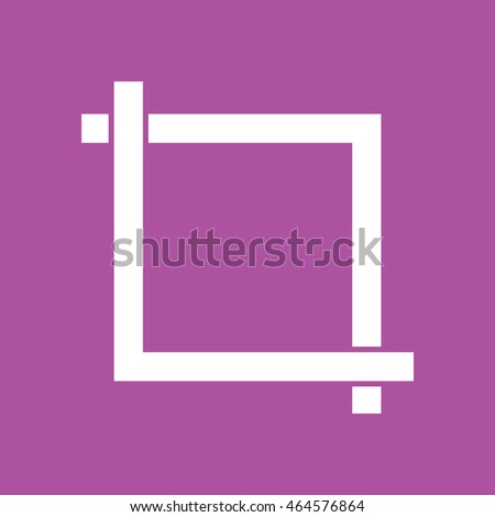 Crop tool icon vector. Purple background