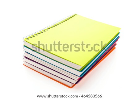 Colorful blank notebook isolated on white background