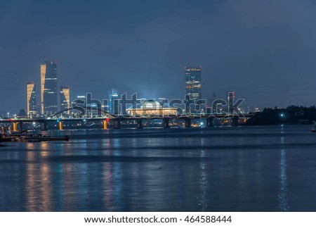 South Korea's skyline at night.