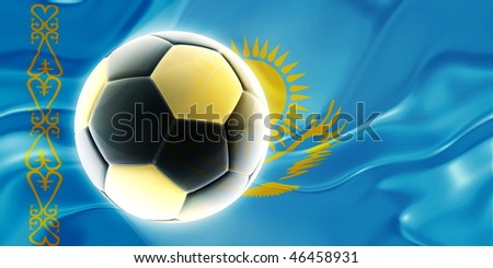 Flag of Kazakhstan, national country symbol illustration wavy fabric sports soccer football