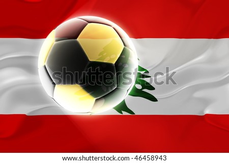Flag of Lebanon, national country symbol illustration wavy fabric sports soccer football