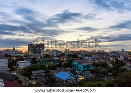 Evening time in Bangkok city, Thailand.