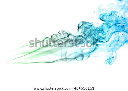 movement of smoke, Abstract green and blue smoke on white background, Light blue background,green and blue ink background