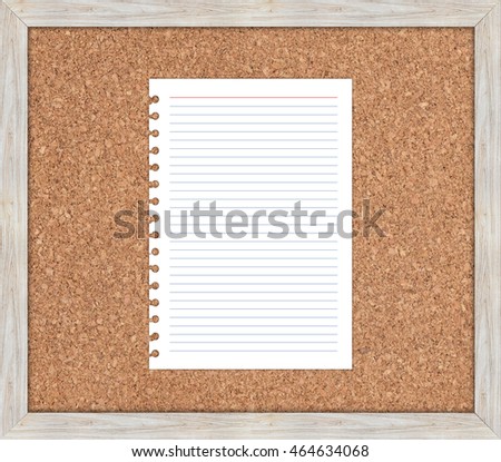 Corkboard with paper placed 