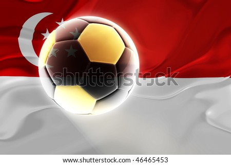 Flag of Singapore, national country symbol illustration wavy fabric sports soccer football