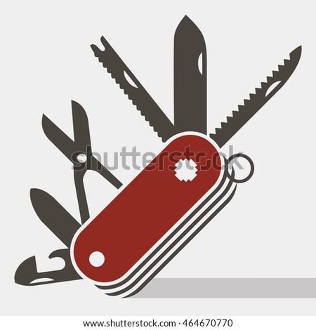 Red swiss army knife flat icon vector Royalty-Free Stock Photo #464670770