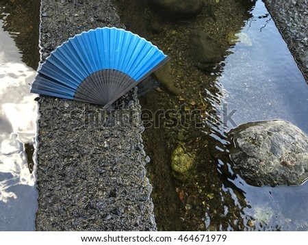 Japanese fan Sensu with river background