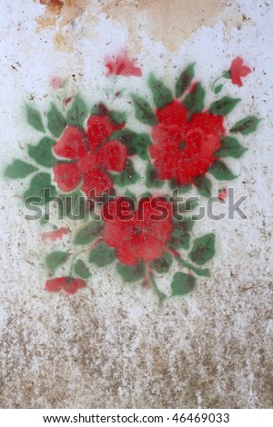 Old, dirty background with flower