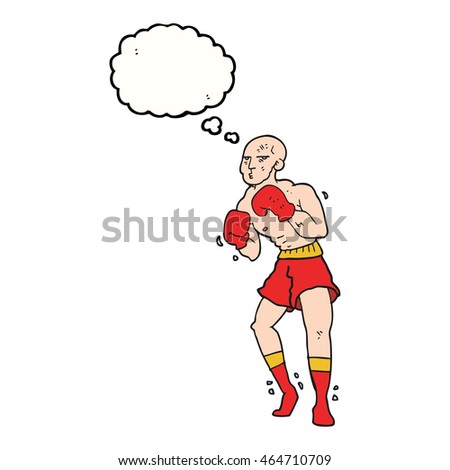 freehand drawn thought bubble cartoon boxer