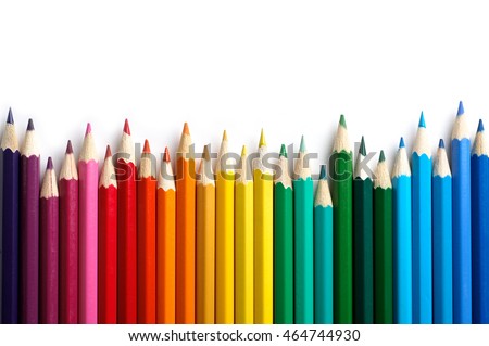 Color pencils isolated on white background.Close up. Royalty-Free Stock Photo #464744930