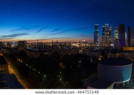 The view of the city from a tall building Royalty-Free Stock Photo #464755148