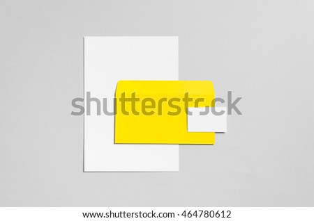 Branding / Stationery Mock-Up - Yellow & White - Letterhead (A4), DL Envelope,Business Card (85x55mm)