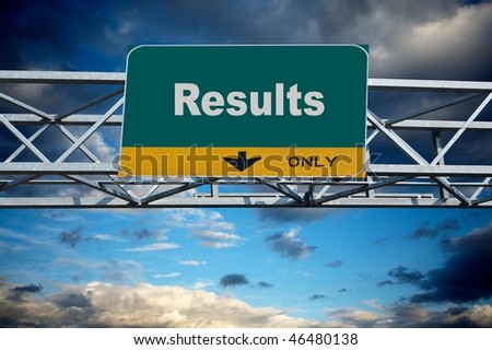 Large traffic billboard the word of results on it