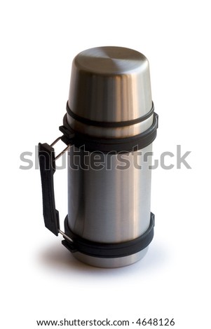 Vacuum flask on white background