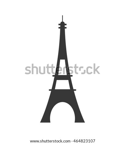 eiffel tower paris france silhouette icon. Isolated and flat illustration. Vector graphic