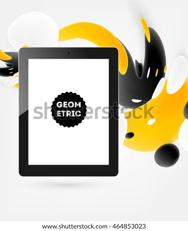 Tablet PC icon with liquid bubbles abstract background. Vector illustration