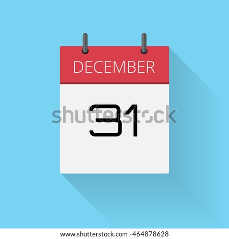 December 31, Daily calendar icon, Date and time, day, month, Holiday, Flat designed Vector Illustration