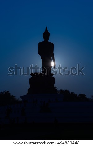 Silhouette Buddha night lights background, shadow photography Buddha images