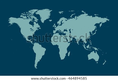 World map vector flat blue color