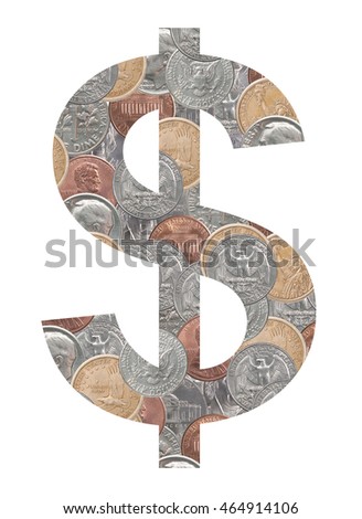 Symbol dollar. Made of different coins cents.