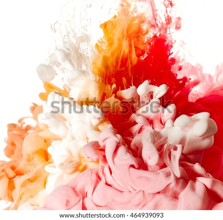 Splash of red, white and pink paint isolated on white background