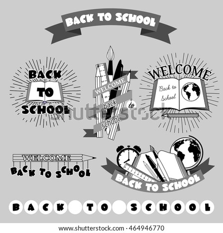 Set of welcome back to school backgrounds. Vector illustration.