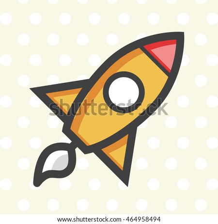 Flat Minimal Colored Spaceship Icon. Isolated Vector Elements.
