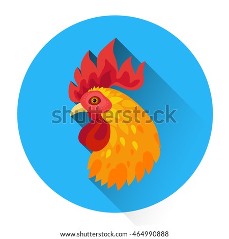 Rooster Bird Farm Animal Icon Flat Vector Illustration