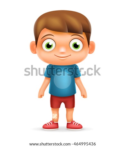 Boy Realistic Child Cartoon Character Icon Isolated Vector Illustrator