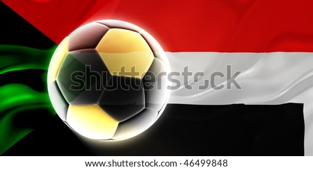 Flag of Sudan, national country symbol illustration wavy fabric sports soccer football