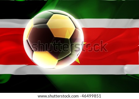 Flag of Suriname, national country symbol illustration wavy fabric sports soccer football