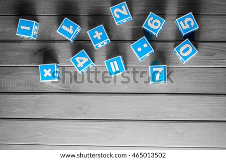 Blue cubes with numbers