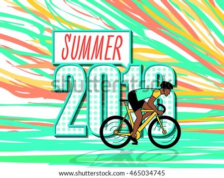 Vector illustration of a bicyclist with the caption Summer 2016