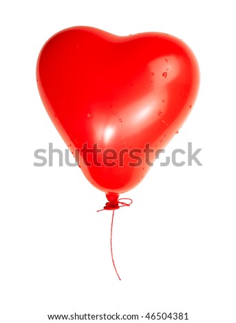 One Red Heart Detailed Balloon Isolated on White Background with Clipping Path