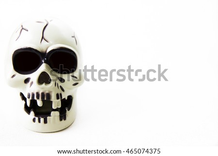 Scary Skull on White Background on the Left