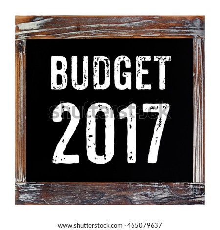 2017 budget word on chalkboard isolated on white background, financial concept, business strategy
