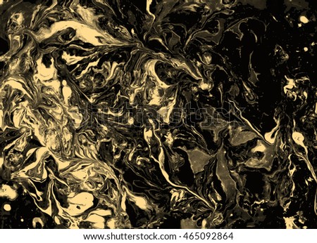 Black and white marble texture. Vector Hand drawn artwork on water. Liquid paint pattern. Abstract colorful background in ebru suminagashi technique. 
