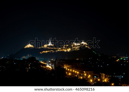 palace on the hill at phetchaburi province in the night