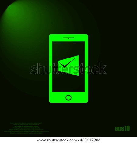 Flat paper cut style icon of Short Message. Vector illustration