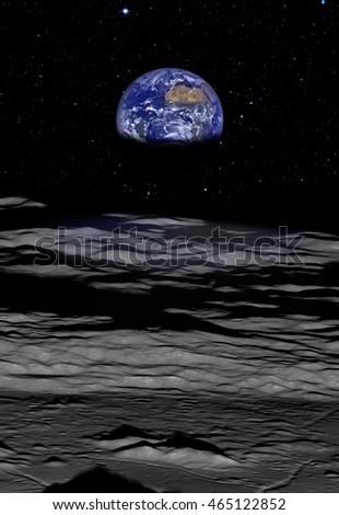 The Earth as Seen from the Surface of the Moon - Elements of this Image Furnished by NASA