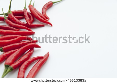 Thai chili pepper isolated on a white background, blurred and  soft focus