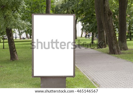 Mock up. Blank billboard with copy space for your text message or content public information in the park