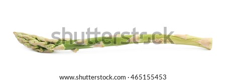 Single spear of the green asparagus isolated over the white background