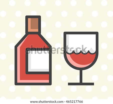 Flat Minimal Colored Wine Icon. Isolated Vector Elements.
