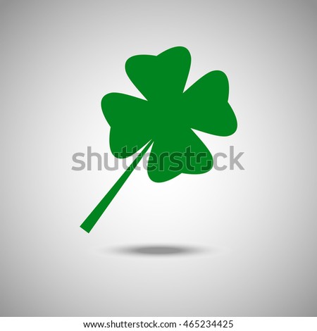 Leaf clover sign icon. Flat style. Grey background. Vector illustration.