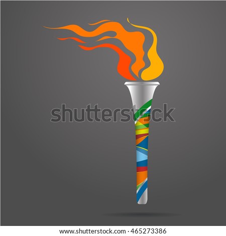 Torch vector icon isolated,Burning torch Olimpic fire,Symbol of Olympic games.-vector illustration.