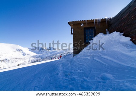 Wooden house in the mountains.