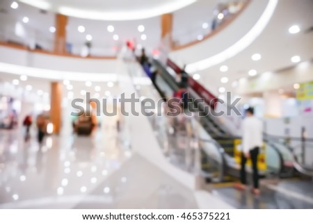 Blur image of People in escalators at the modern shopping mall.