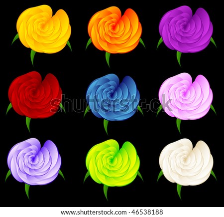 Set of vector Flower Buds isolated on white background.