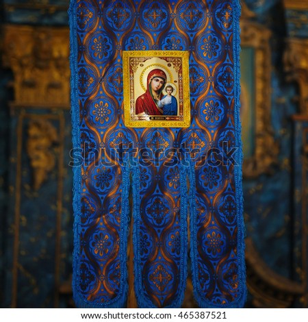 Icon on textile in the church